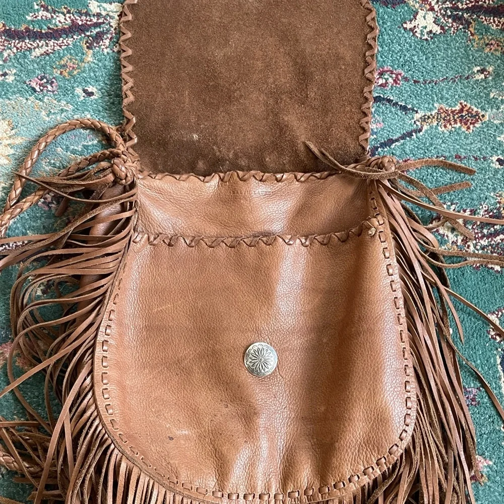 Polo by Ralph Lauren Tan Leather Fringe Shoulder Bag - Picture 4 of 9